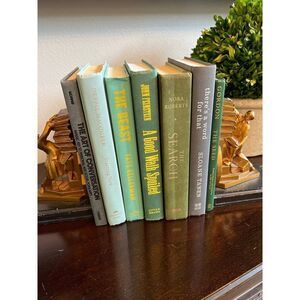 COPY - Modern Hardback Books by Color Greens w/ Grey set of 7